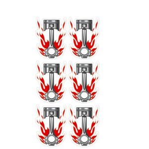 FLAMING PISTON HOT ROD LAMINATED VINYL STICKERS #158